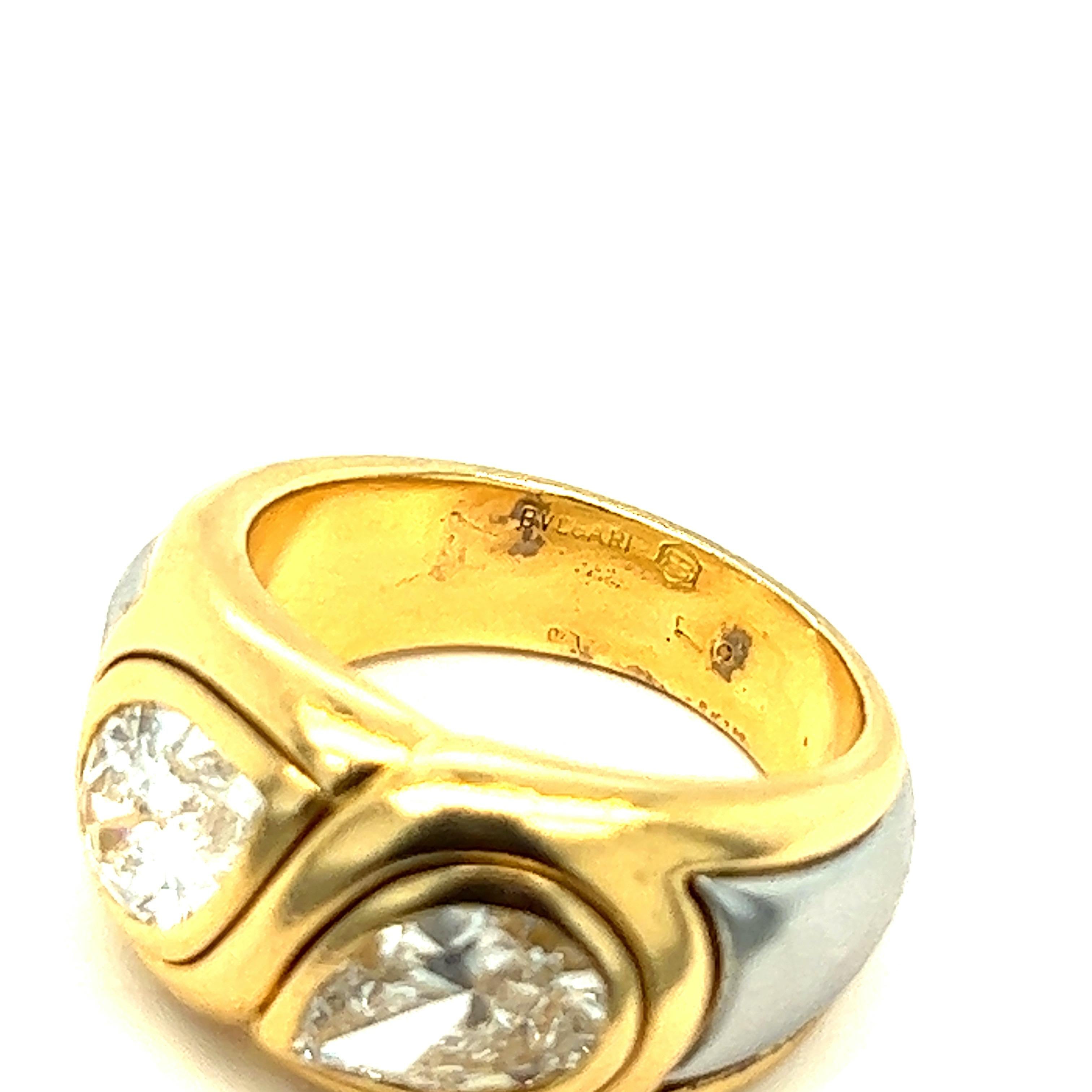 Bvlgari Two Pear-Shaped Diamond Gold Ring For Sale 3