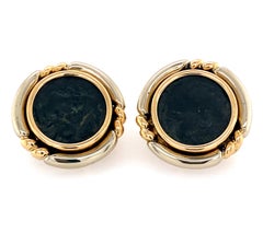 Bvlgari Two Tone 18k Gold Ancient Roman Coin Earrings