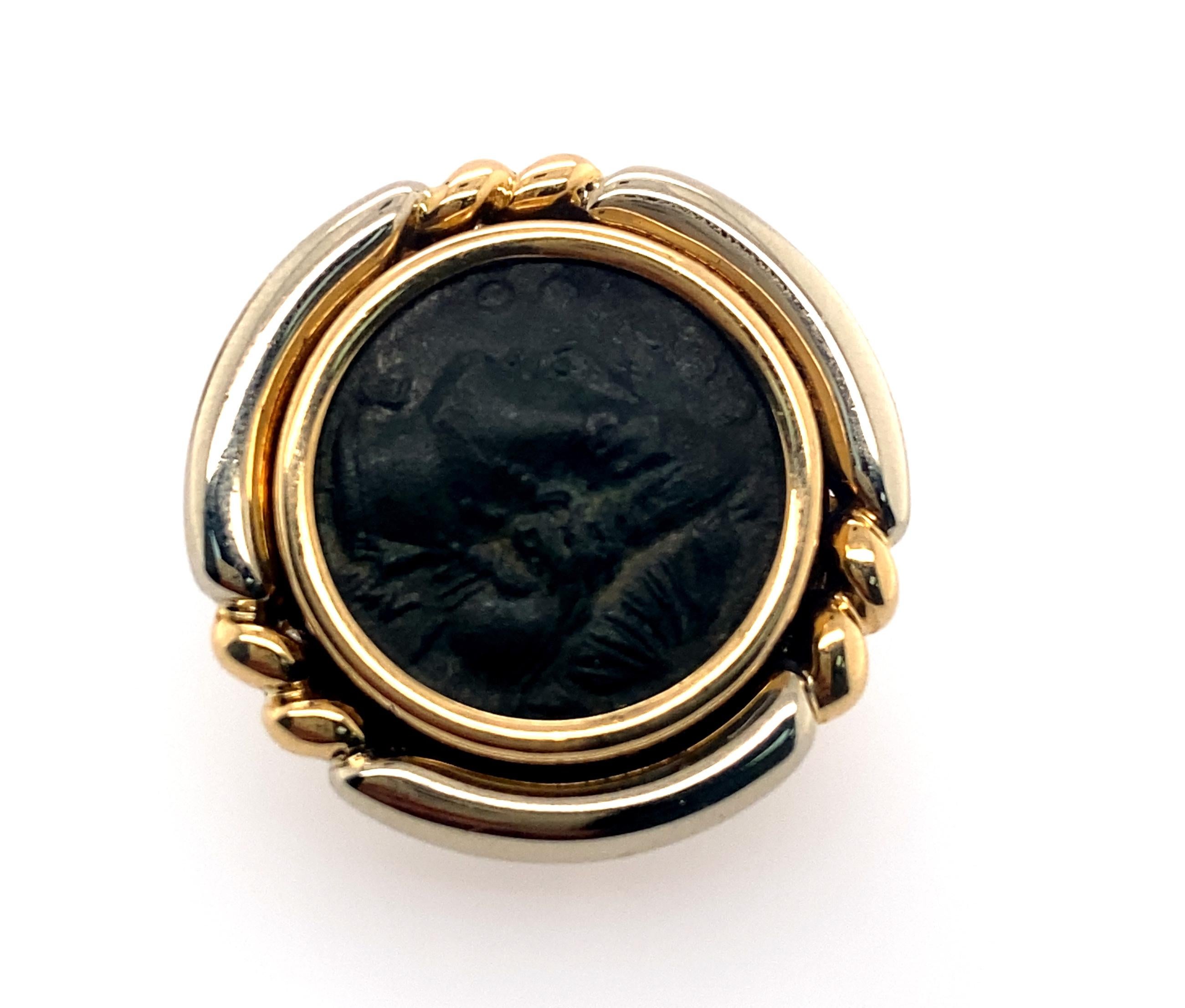 Women's Bvlgari Two Tone 18k Gold Ancient Roman Coin Earrings