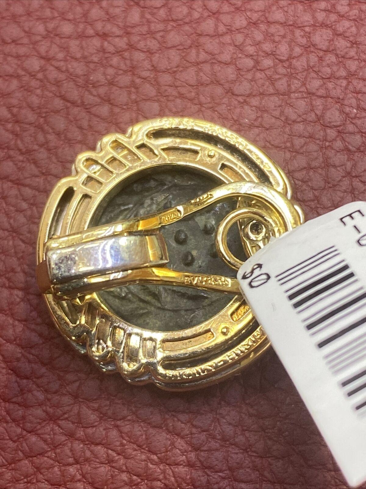 Women's or Men's Bvlgari Two Tone 18k Gold Ancient Roman Coin Earrings For Sale