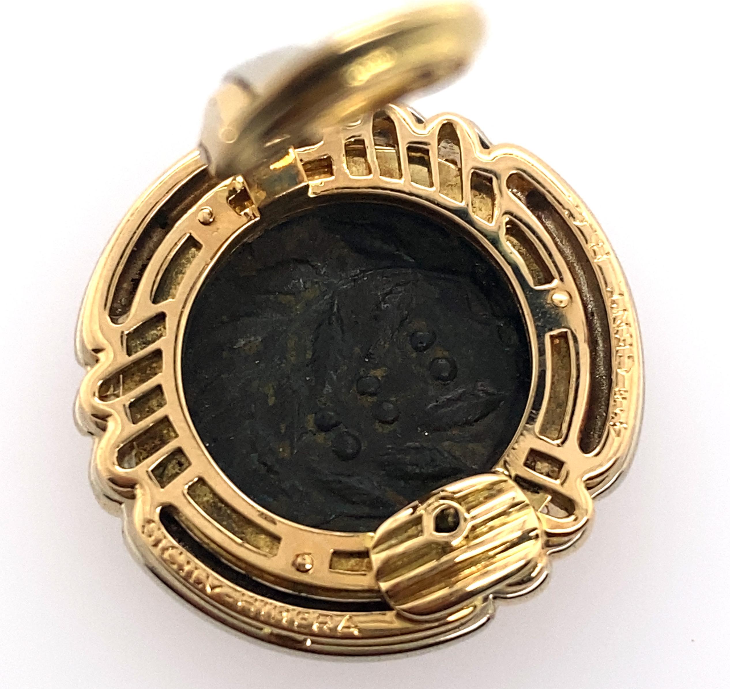 Bvlgari Two Tone 18k Gold Ancient Roman Coin Earrings 2