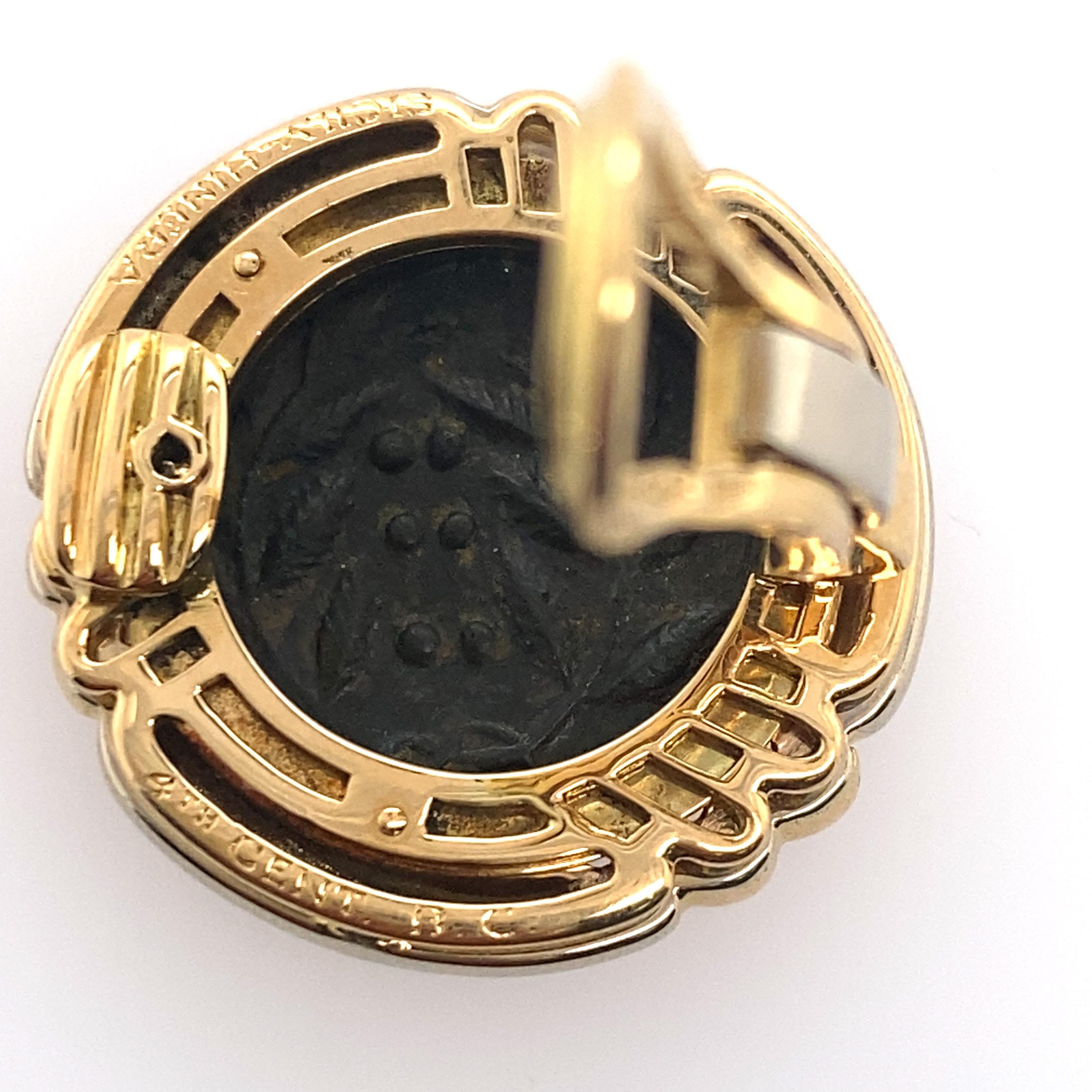 Bvlgari Two Tone 18k Gold Ancient Roman Coin Earrings 3