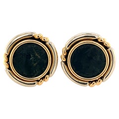 Bvlgari Zwei-Ton 18k Gold antike römische Münze Ohrringe