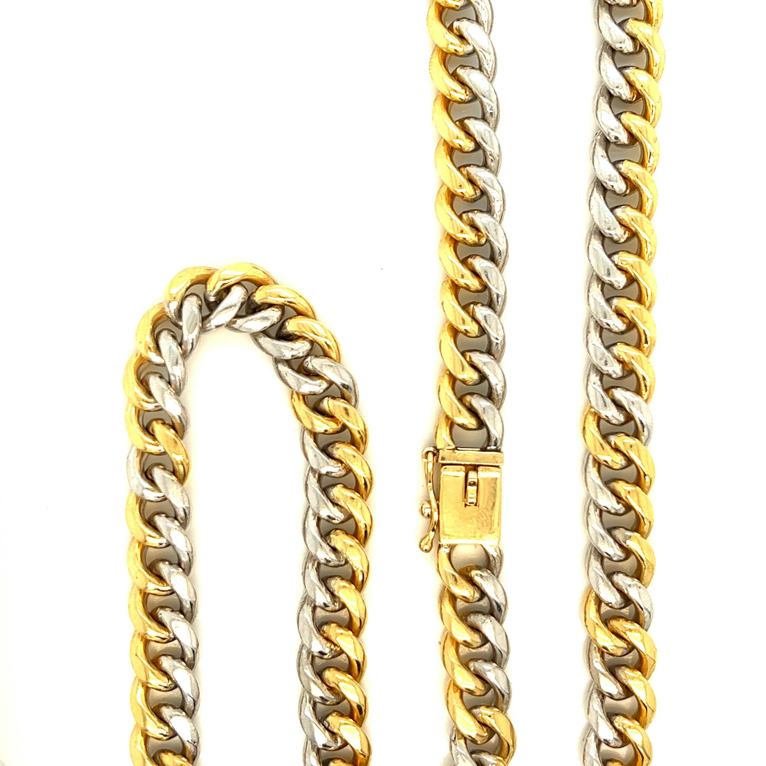 Bvlgari TwoTone 18kt Gold Chain Link Necklace For Sale at 1stDibs