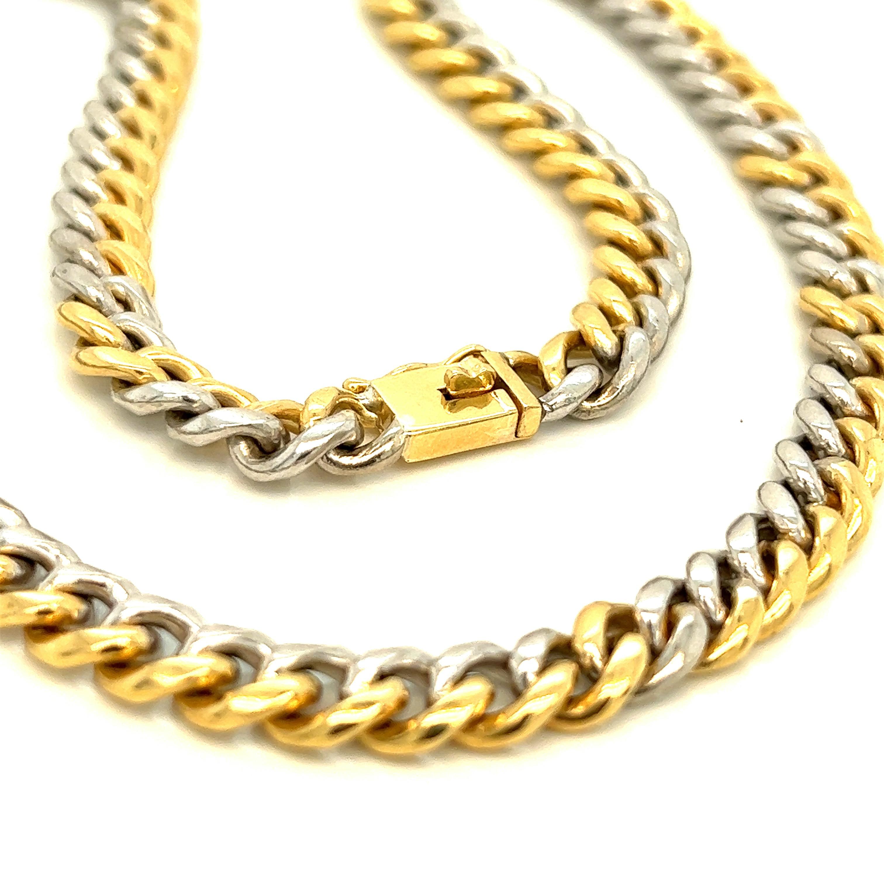 Bvlgari TwoTone 18kt Gold Chain Link Necklace For Sale at 1stDibs