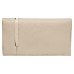 Bvlgari Two Tone Beige Leather Bifold Long Wallet