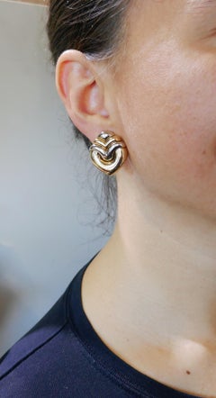 Bvlgari Two-Tone Gold Clip-On Heart Earrings, 1980s