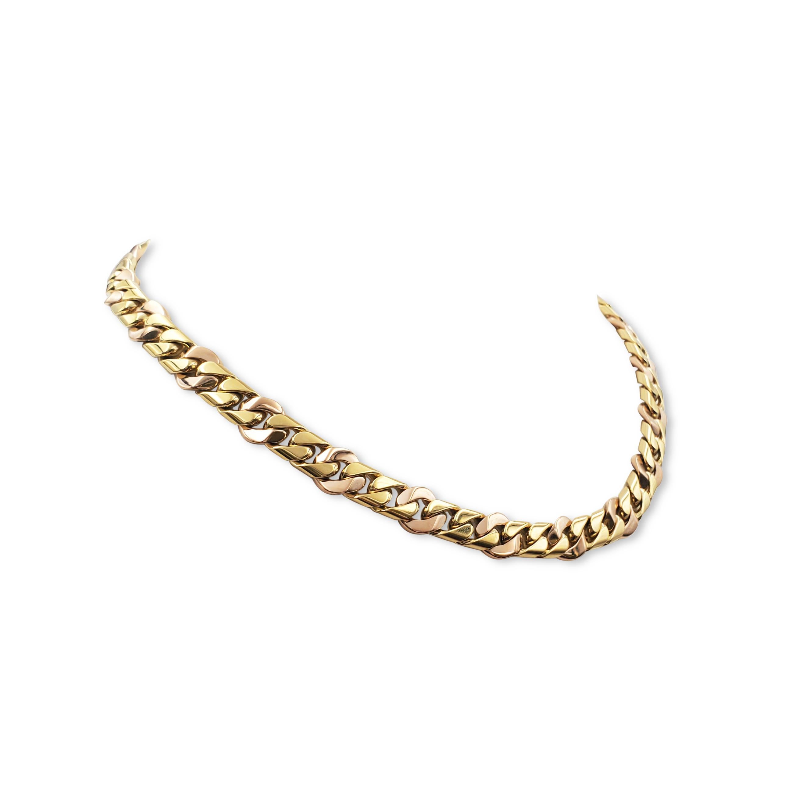 Bvlgari Two-Tone Gold Curb Link Necklace In Excellent Condition For Sale In New York, NY