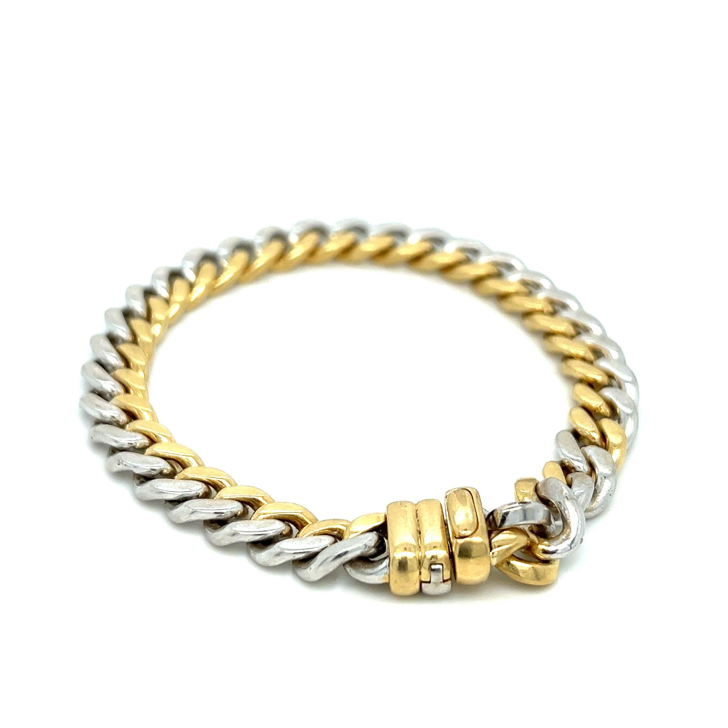 Bvlgari Two-Tone Gold Link Bracelet In Excellent Condition In New York, NY