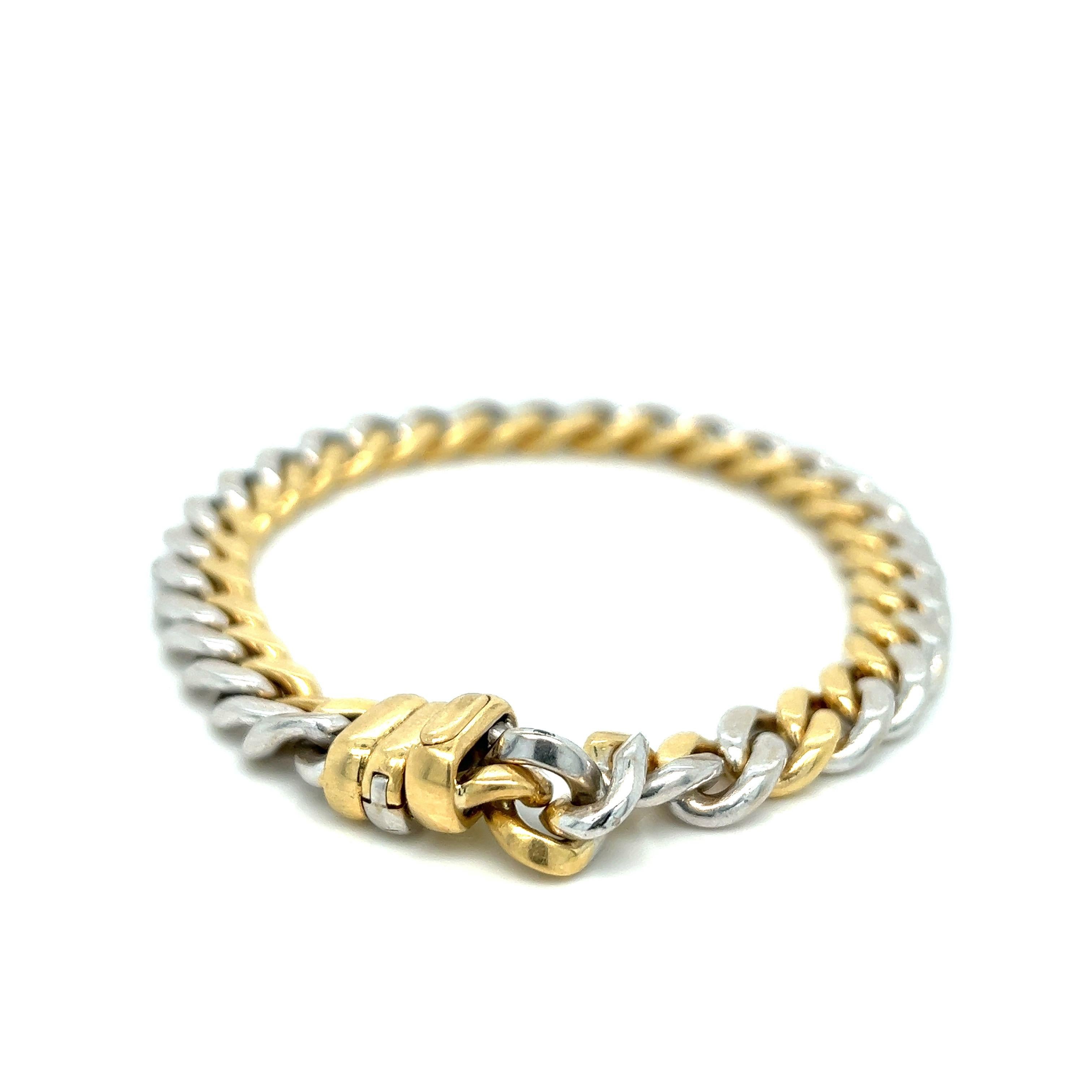 Women's or Men's Bvlgari Two-Tone Gold Link Bracelet