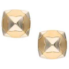 Bvlgari Two-Tone Gold Pyramid Ear Clips