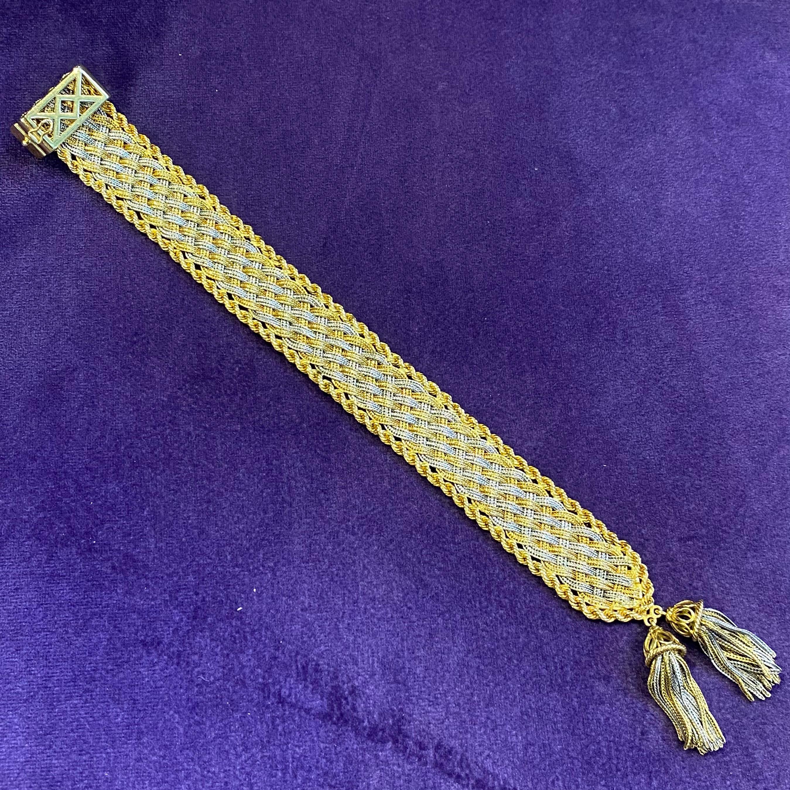 Bvlgari Two Tone Gold Tassel  Bracelet  For Sale 4