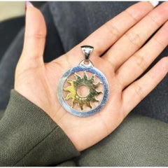 Bvlgari Two Tone Tondo Sun Pendant 18K Yellow Gold And Stainless Steel