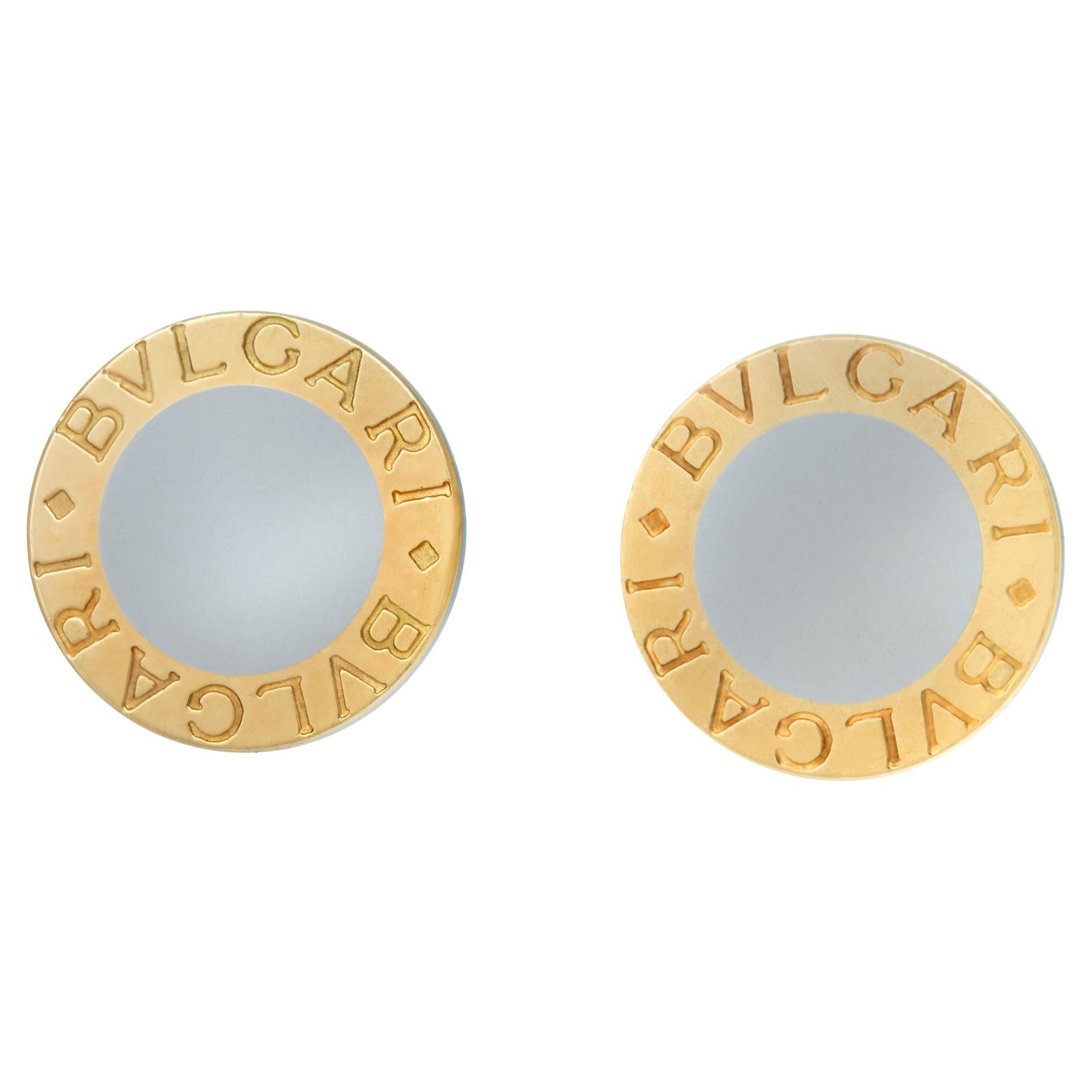 Bvlgari Two Tone yellow gold and stainless steel cufflinks For Sale