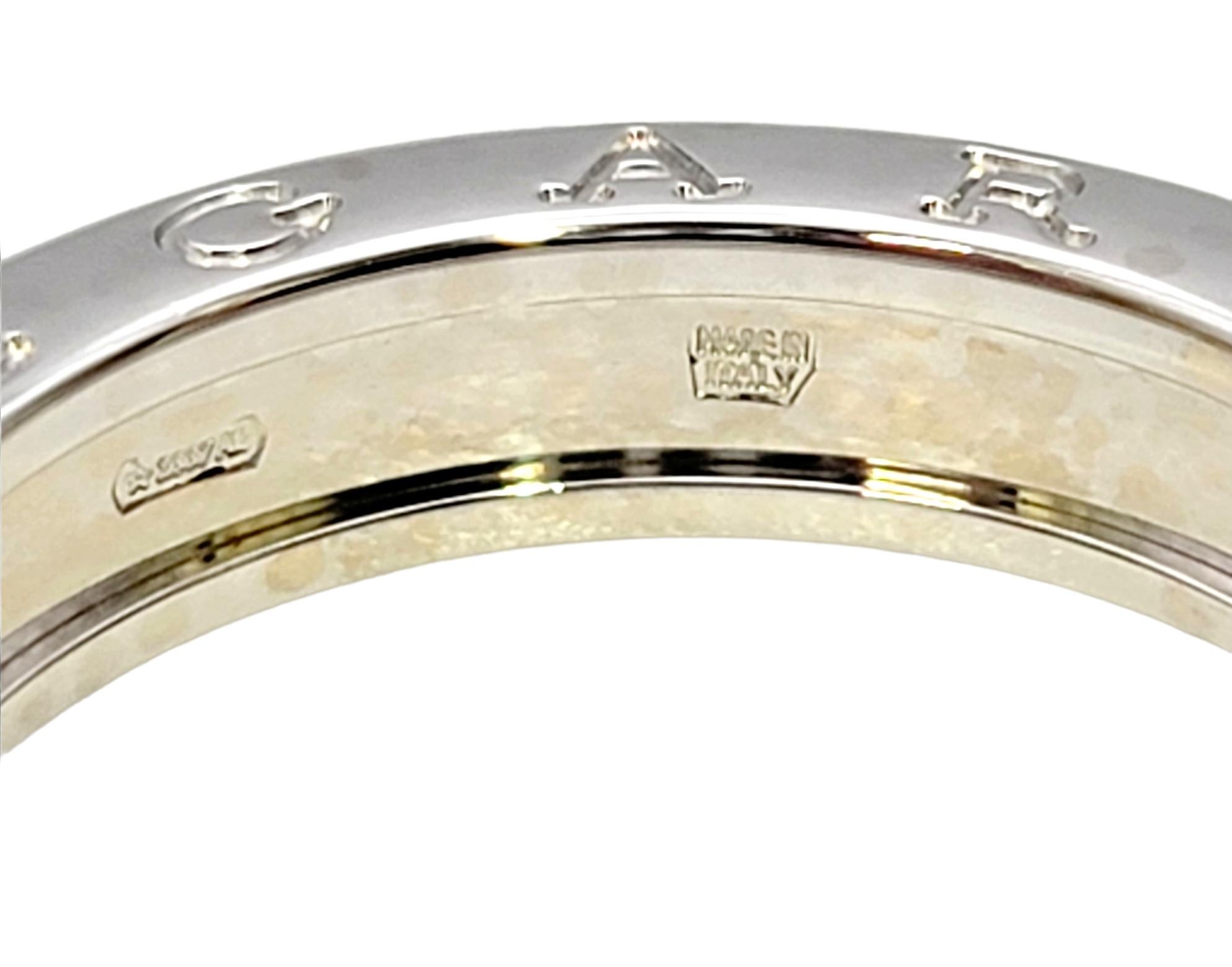 Bvlgari Unisex B.Zero1 Logo Etched Band Ring in Polished 18 Karat White Gold 58 For Sale 1