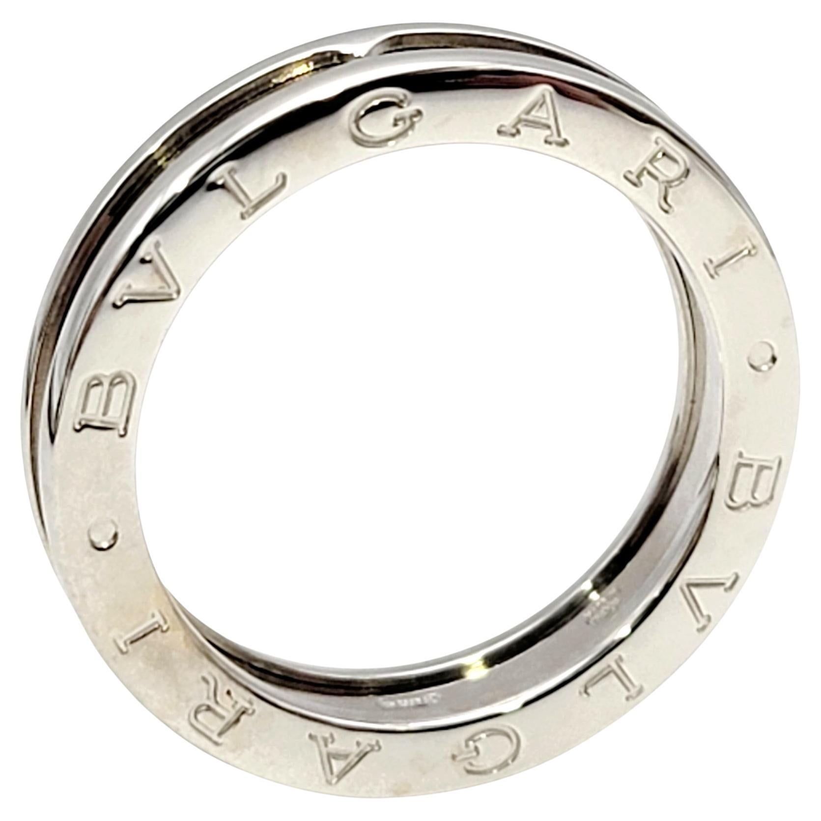 Bvlgari Unisex B.Zero1 Logo Etched Band Ring in Polished 18 Karat White Gold 58