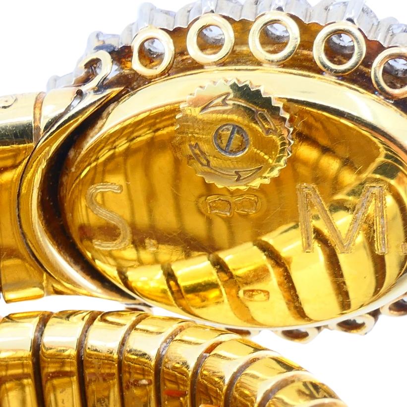 Bvlgari Vacheron Constantine Vintage Bulgari Tubogas Gold Diamond Watch In Excellent Condition For Sale In Beverly Hills, CA