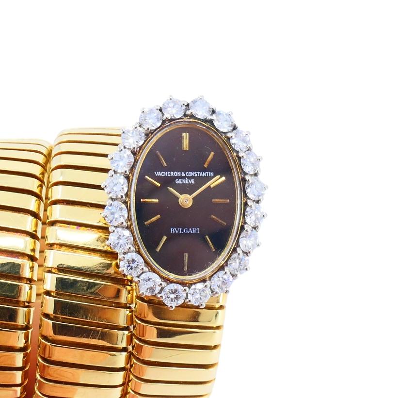 Bvlgari Vacheron Constantine Vintage Bulgari Tubogas Gold Diamond Watch For Sale 1
