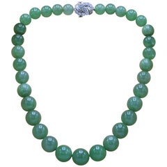 Vintage Bvlgari, Very important Large Natural Jade Jadeite and Diamond Necklace