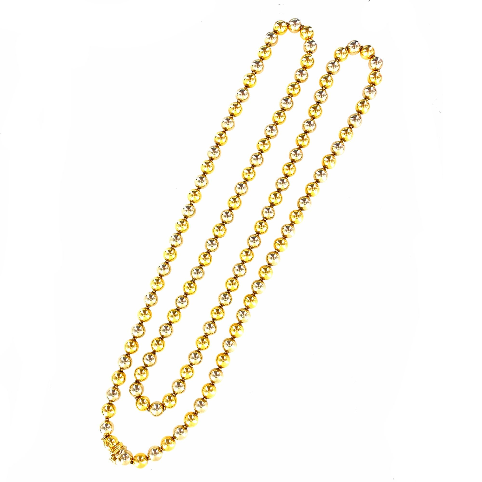 Contemporary Bvlgari Vintage 18 Karat Two-Tone Gold Bead Necklace