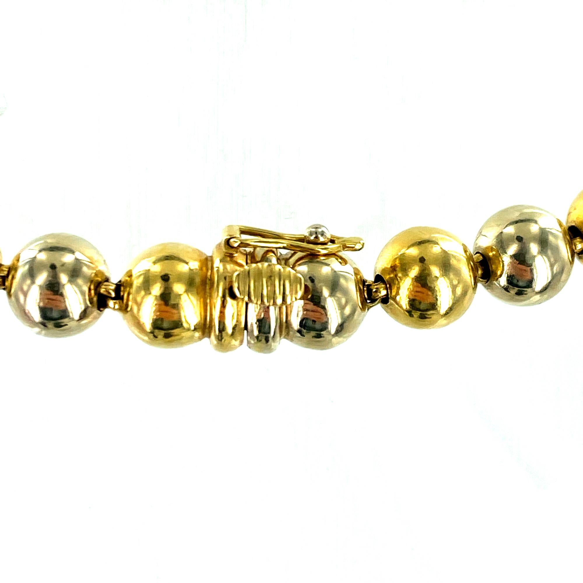 Bvlgari Vintage 18 Karat Two-Tone Gold Bead Necklace In Excellent Condition In Boca Raton, FL