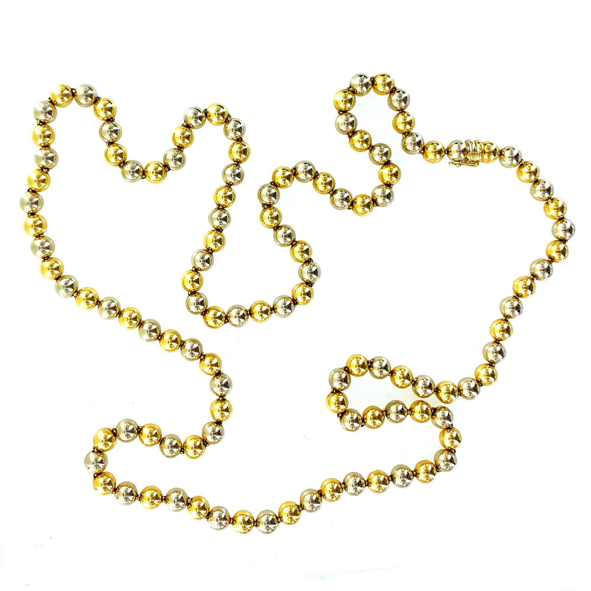 Bvlgari Vintage 18 Karat Two-Tone Gold Bead Necklace 1