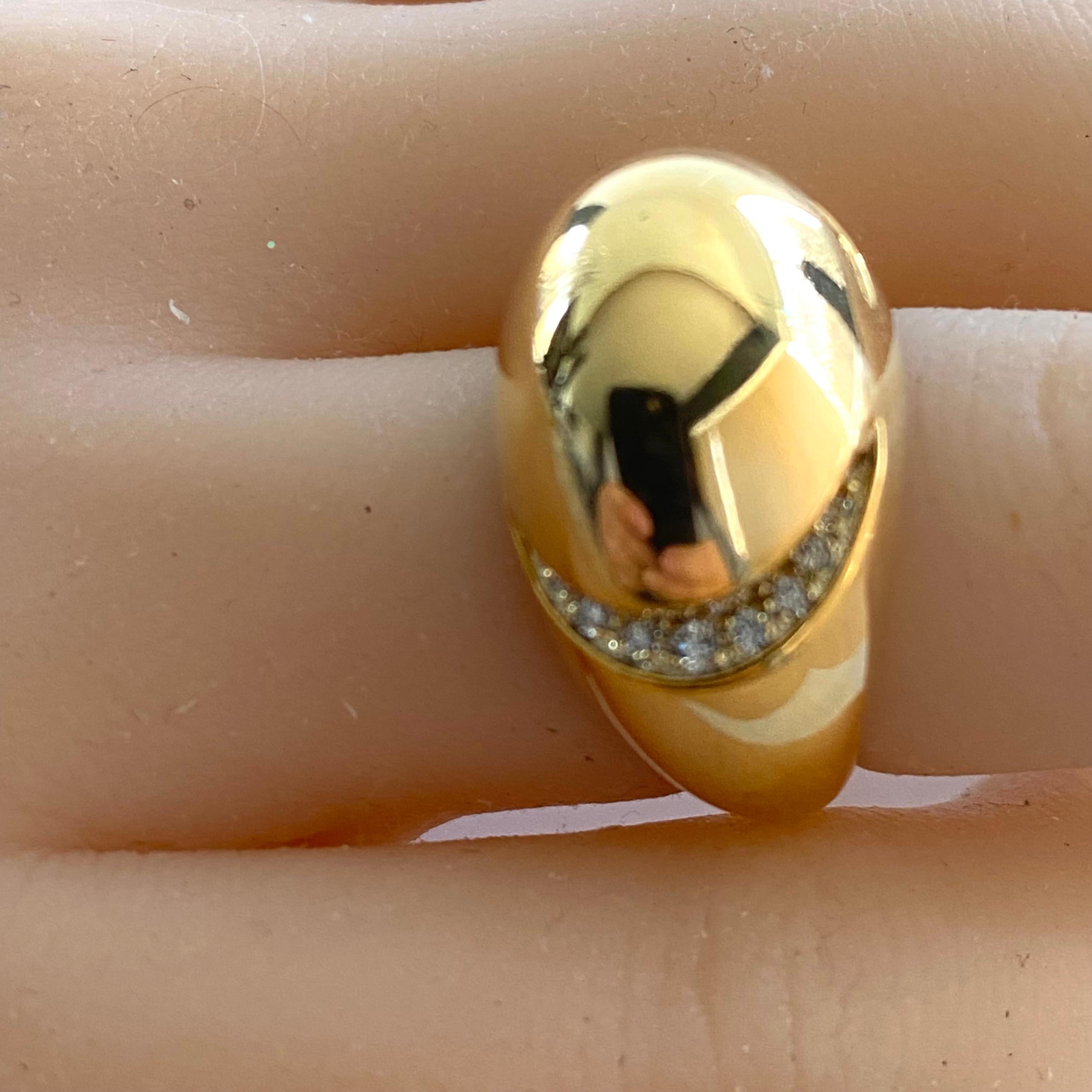  Bvlgari Vintage 18 Karat Yellow Gold Diamond 0.40 Carat Dome Cocktail Ring For Sale 4