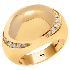  Bvlgari Vintage 18 Karat Yellow Gold Diamond 0.40 Carat Dome Cocktail Ring