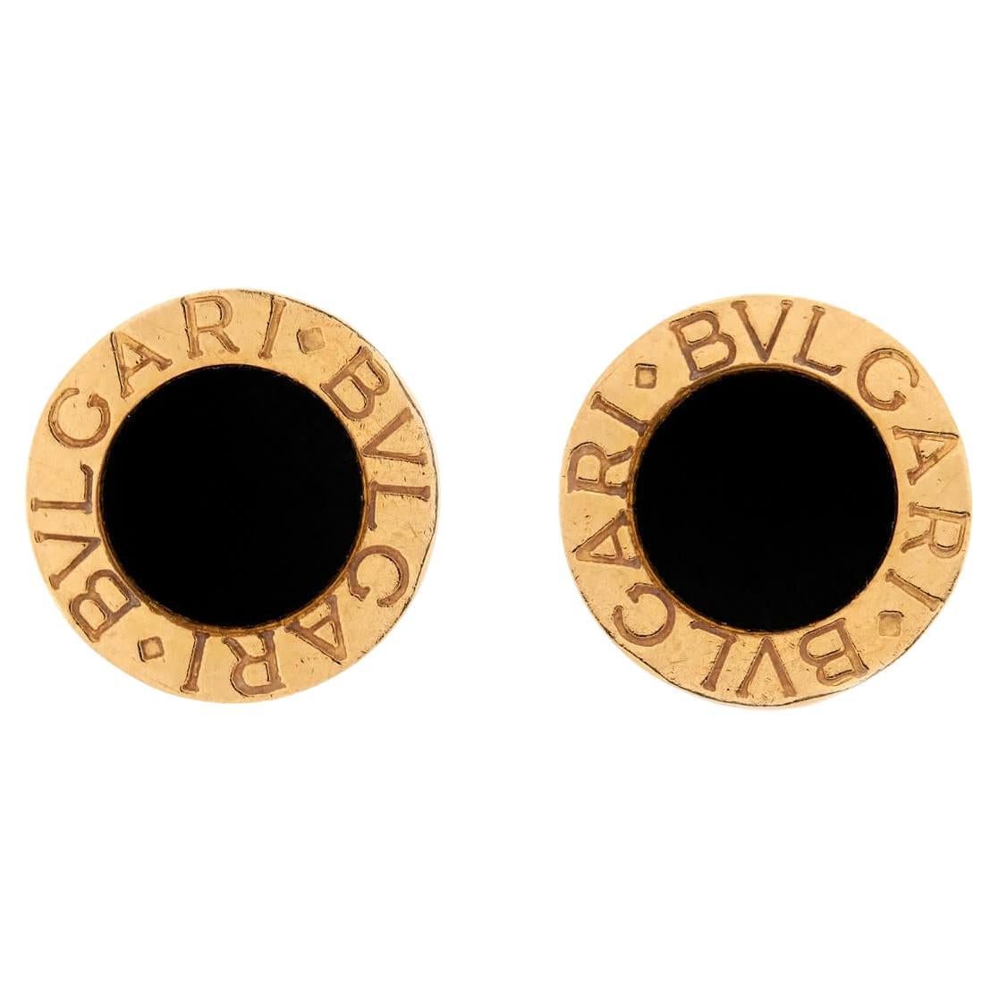 BVLGARI Vintage 18k Onyx Stud Earrings