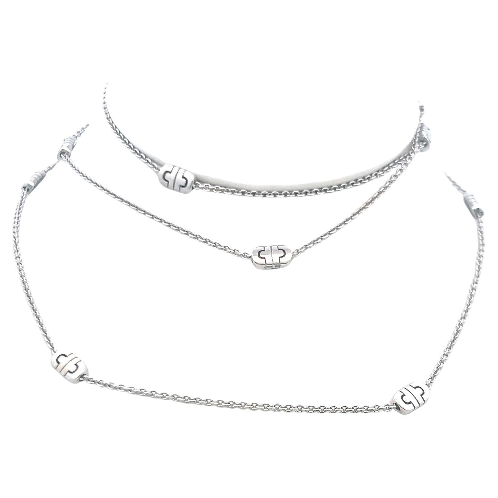Bvlgari Vintage Collar de cadena de oro blanco de 18 quilates 20,9 gramos 17,5 pulgadas de largo