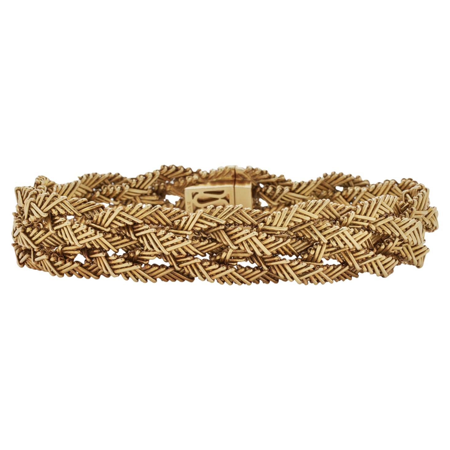 Bvlgari Vintage 18k Yellow Gold Braided Bracelet en vente