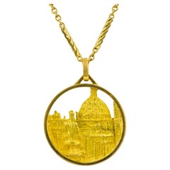 Bvlgari vintage 18k yellow gold St. Peter
s Basilica pendant necklace