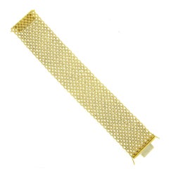 Bvlgari Vintage 18k Yellow Gold Textured Braided Wide Mesh Link Chain Bracelet