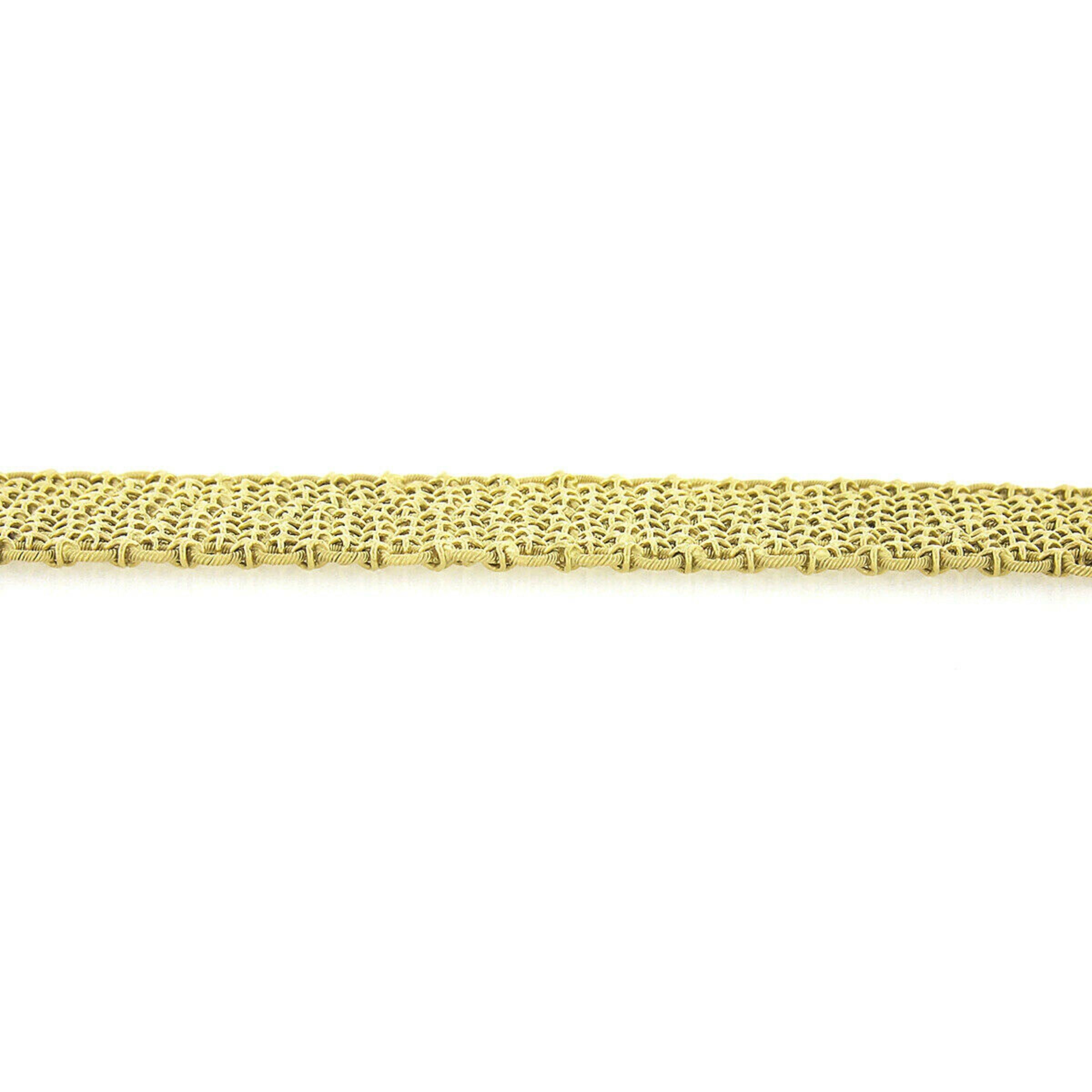 Women's Bvlgari Vintage 18k Yellow Gold Textured Braided Wide Mesh Link Chain Bracelet