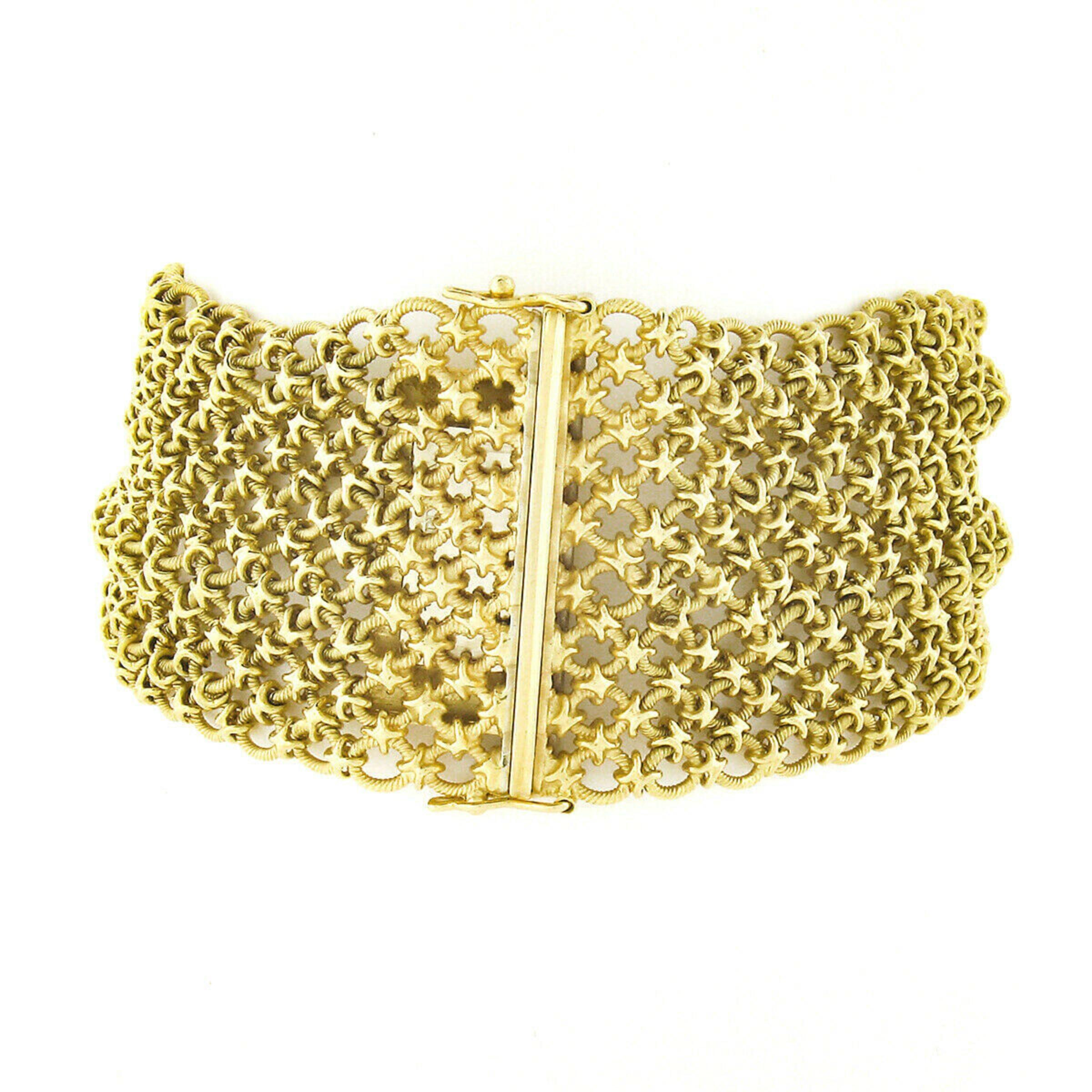Bvlgari Vintage 18k Yellow Gold Textured Braided Wide Mesh Link Chain Bracelet 1