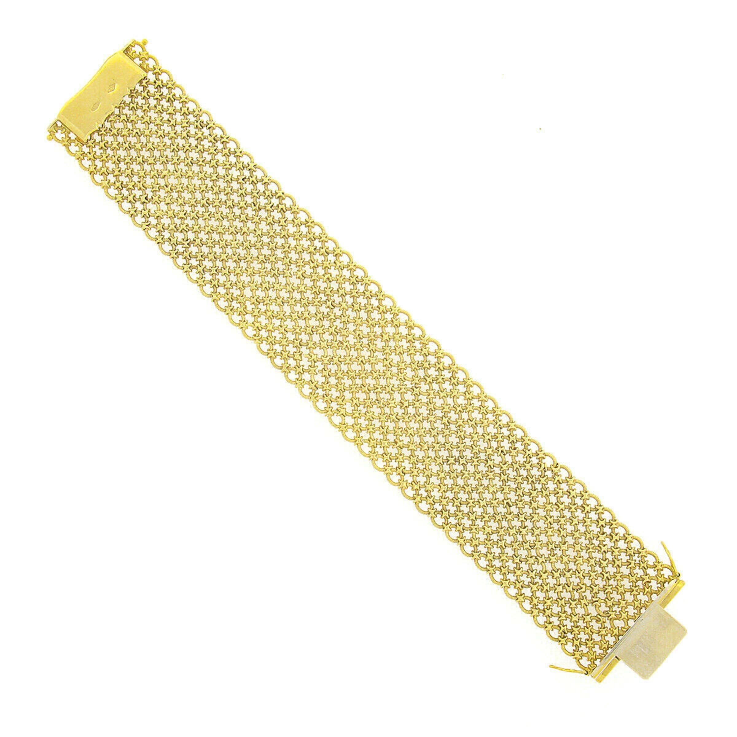Bvlgari Vintage 18k Yellow Gold Textured Braided Wide Mesh Link Chain Bracelet 2