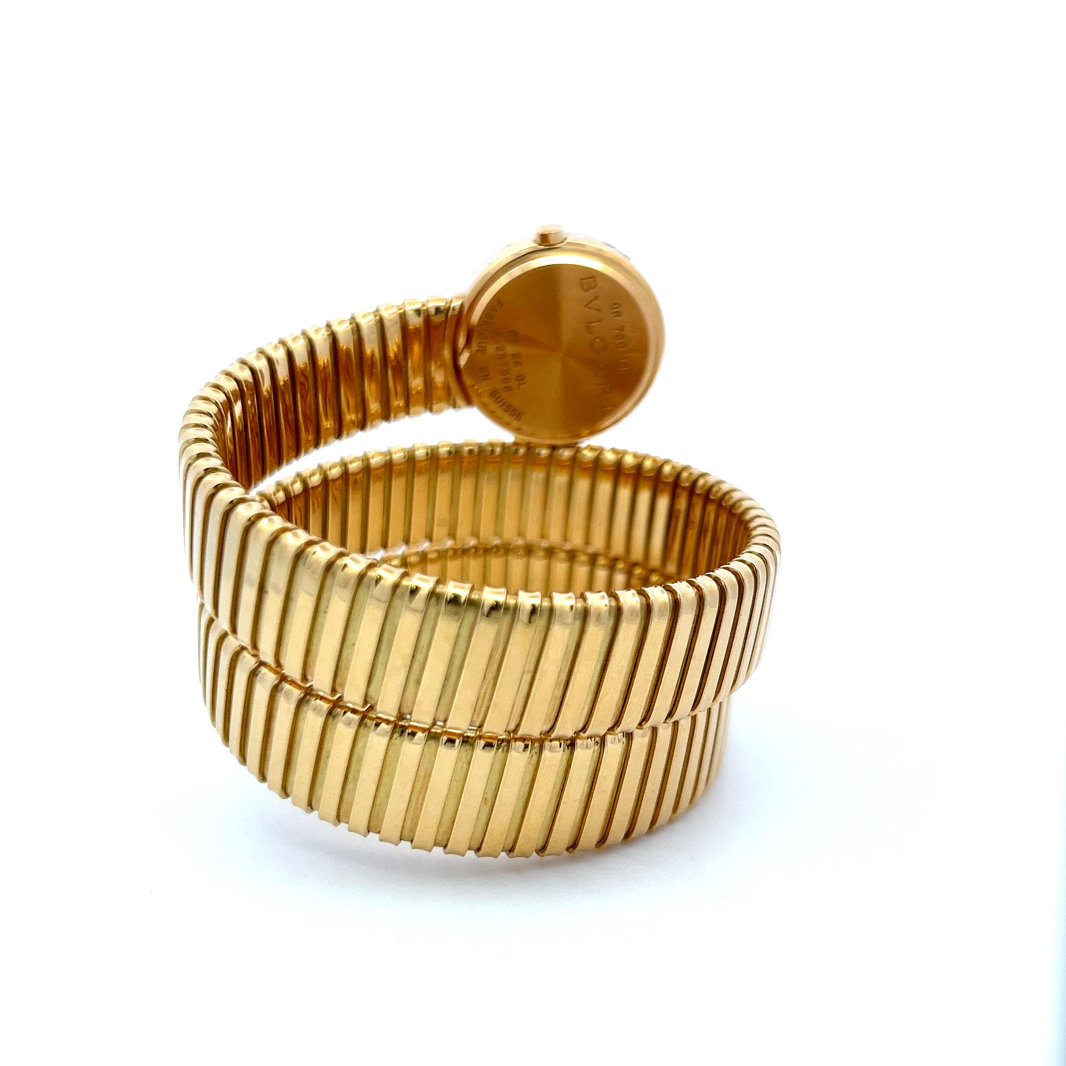 Bvlgari Vintage 93,90 Gramm Tubogas 18 Karat Gelbgold Armbanduhr im Zustand „Gut“ im Angebot in New York, NY
