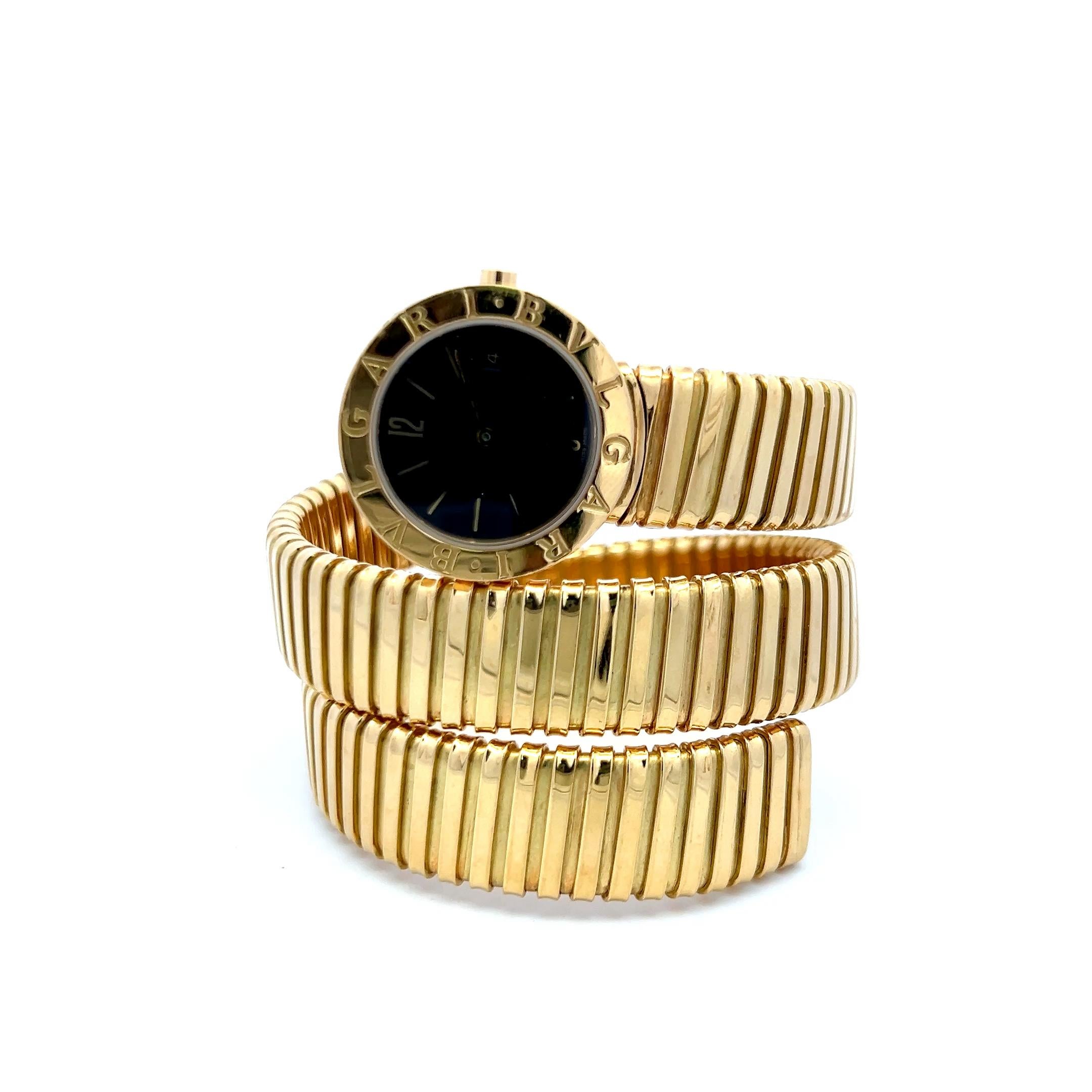 Bvlgari Vintage 93,90 Gramm Tubogas 18 Karat Gelbgold Armbanduhr im Angebot 1