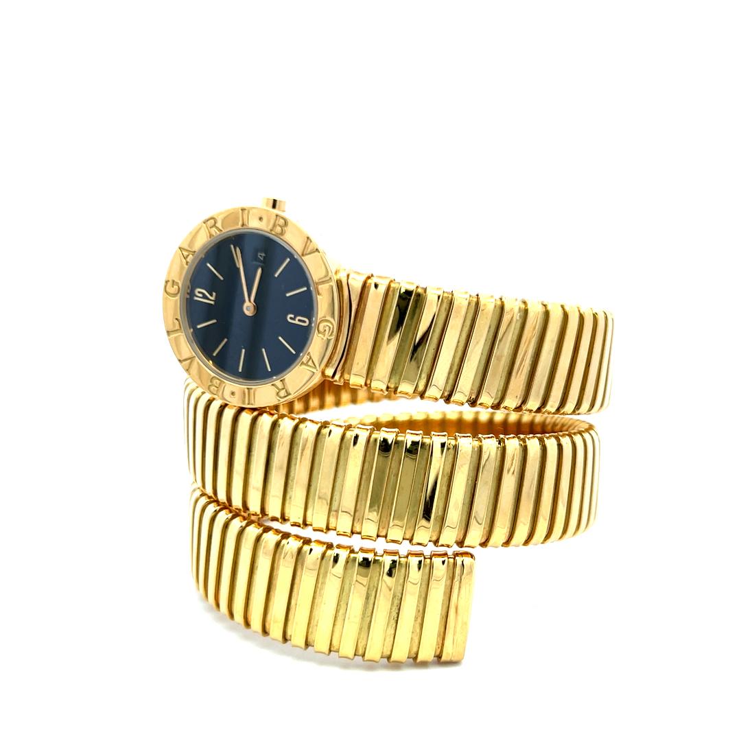 Bvlgari Vintage 93,90 Gramm Tubogas 18 Karat Gelbgold Armbanduhr im Angebot 2
