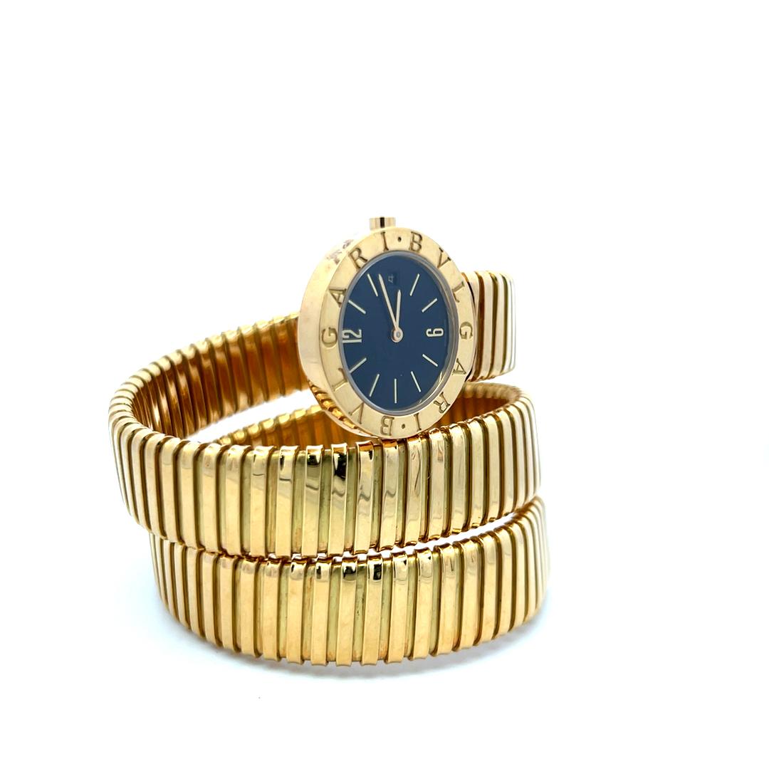 Bvlgari Vintage 93,90 Gramm Tubogas 18 Karat Gelbgold Armbanduhr im Angebot 3