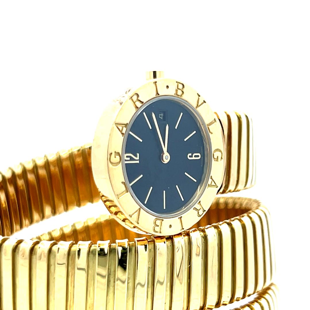 Bvlgari Vintage 93,90 Gramm Tubogas 18 Karat Gelbgold Armbanduhr im Angebot 4