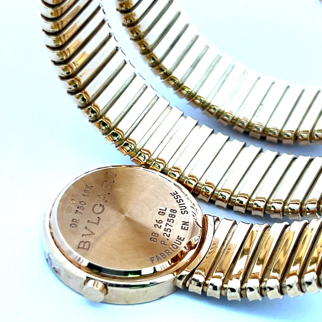 Bvlgari Vintage 93,90 Gramm Tubogas 18 Karat Gelbgold Armbanduhr im Angebot 5