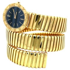 Bvlgari Vintage 93.90 Grams Tubogas 18 Karat Yellow Gold Bracelet Watch