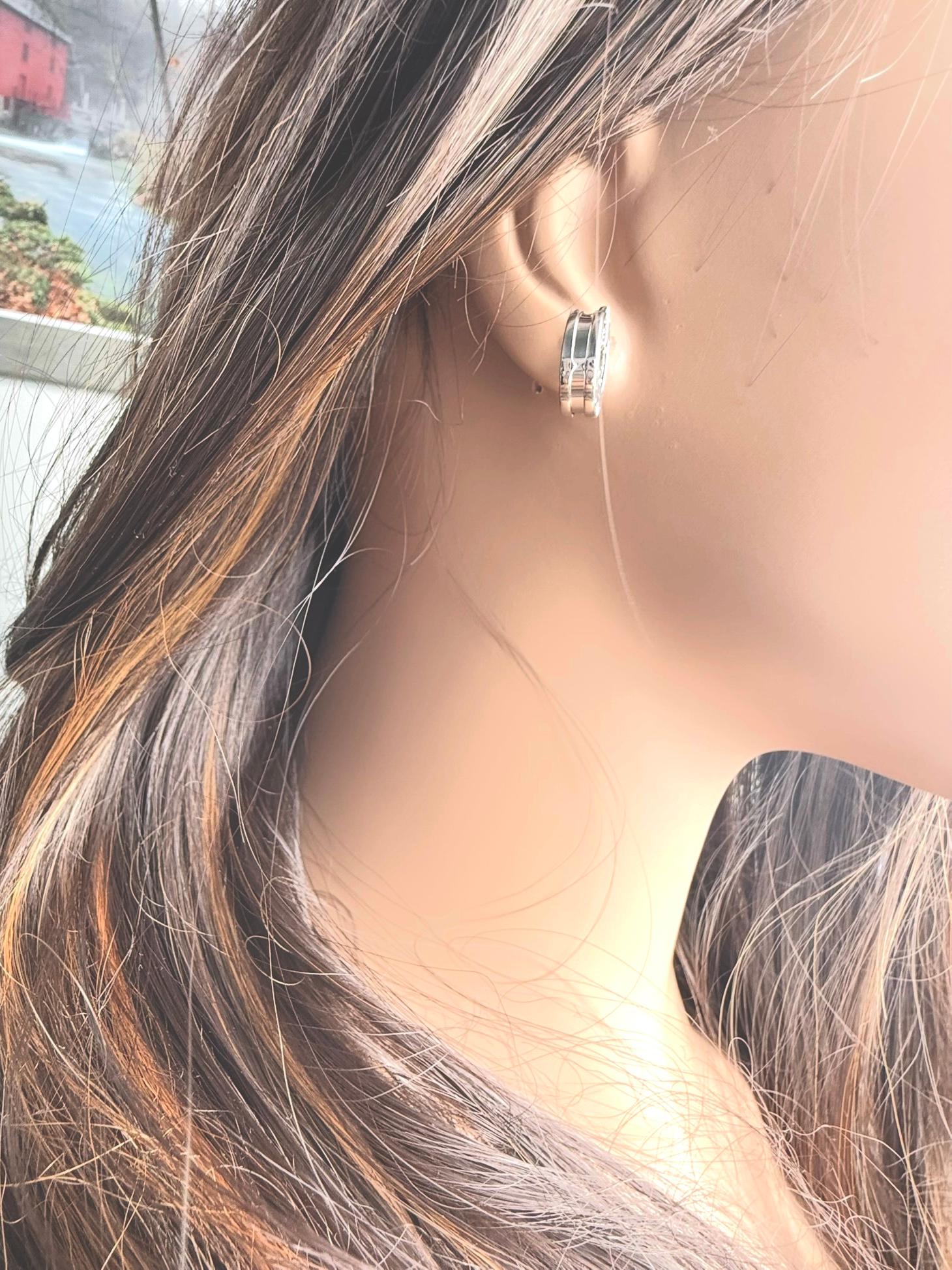 Bvlgari Vintage B.Zero1 18K White Gold Huggie Hoop Earrings For Sale 6