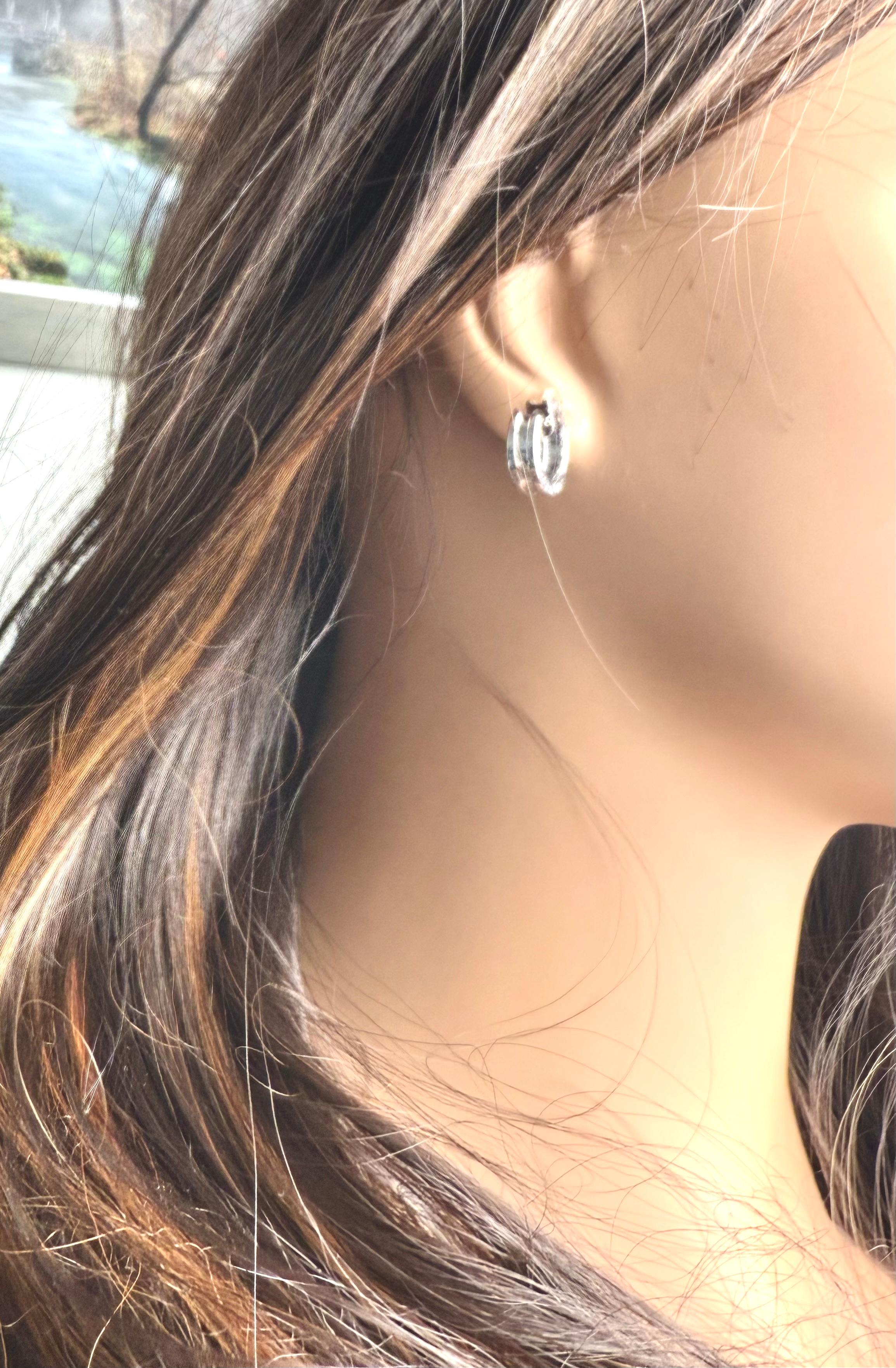 Bvlgari Vintage B.Zero1 18K White Gold Huggie Hoop Earrings For Sale 7