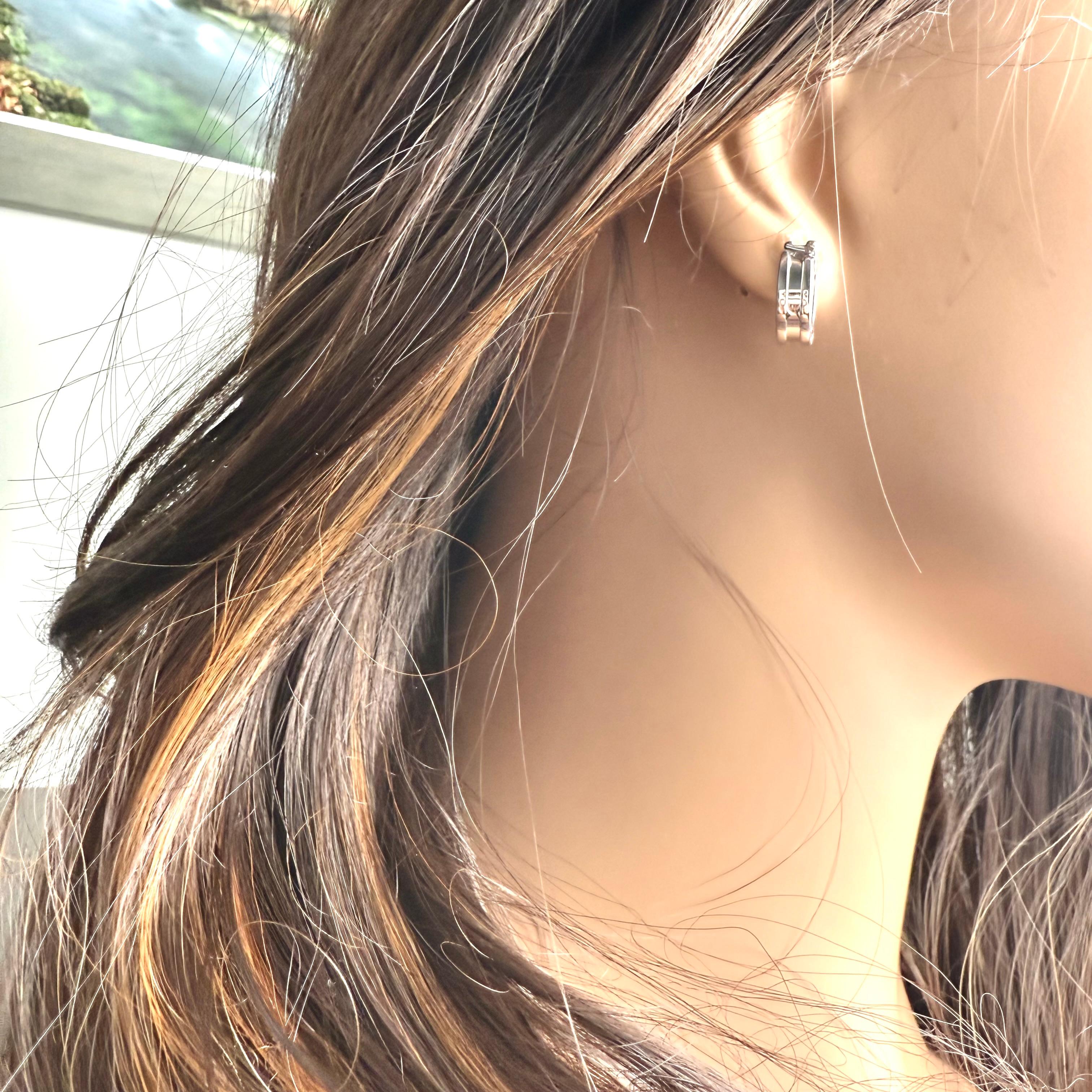 Women's Bvlgari Vintage B.Zero1 18K White Gold Huggie Hoop Earrings For Sale