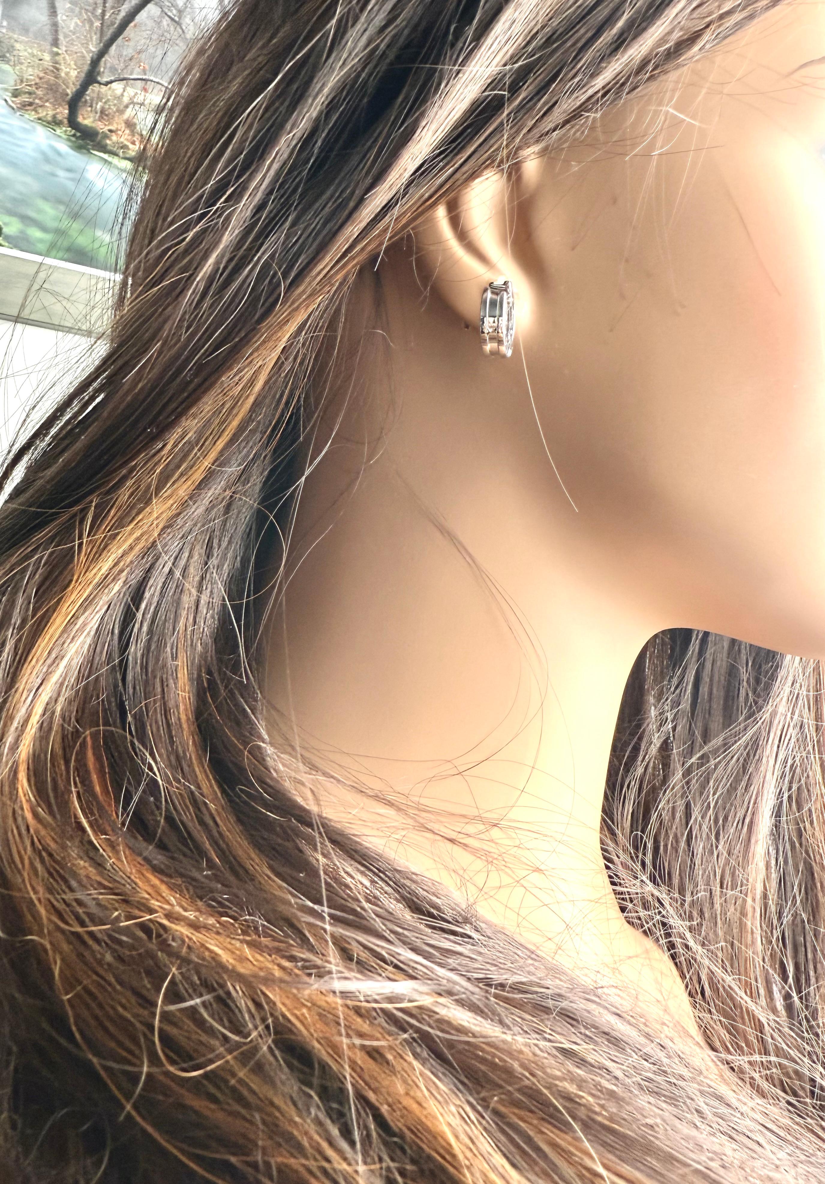 Bvlgari Vintage B.Zero1 18K White Gold Huggie Hoop Earrings For Sale 2