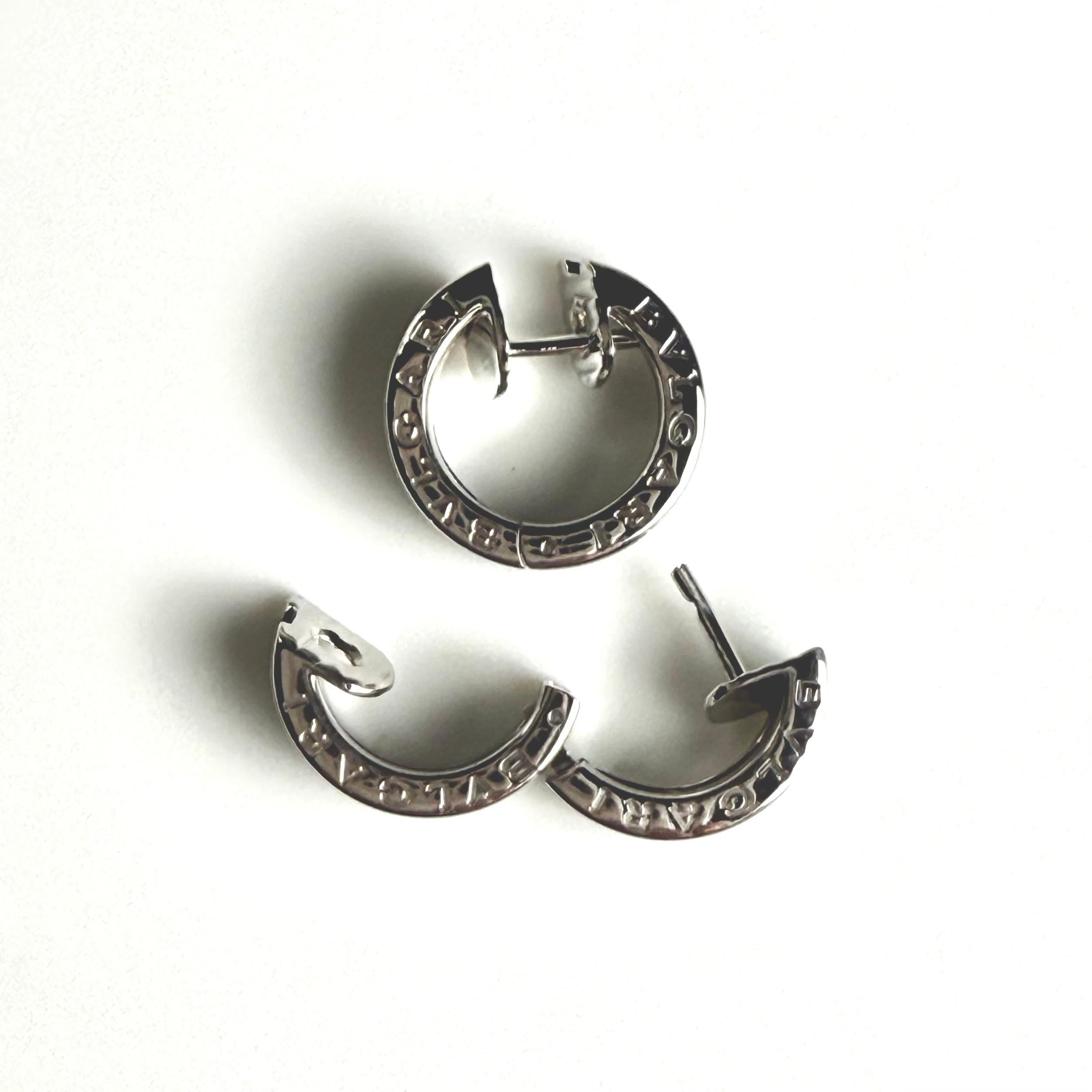Bvlgari Vintage B.Zero1 18K White Gold Huggie Hoop Earrings For Sale 4