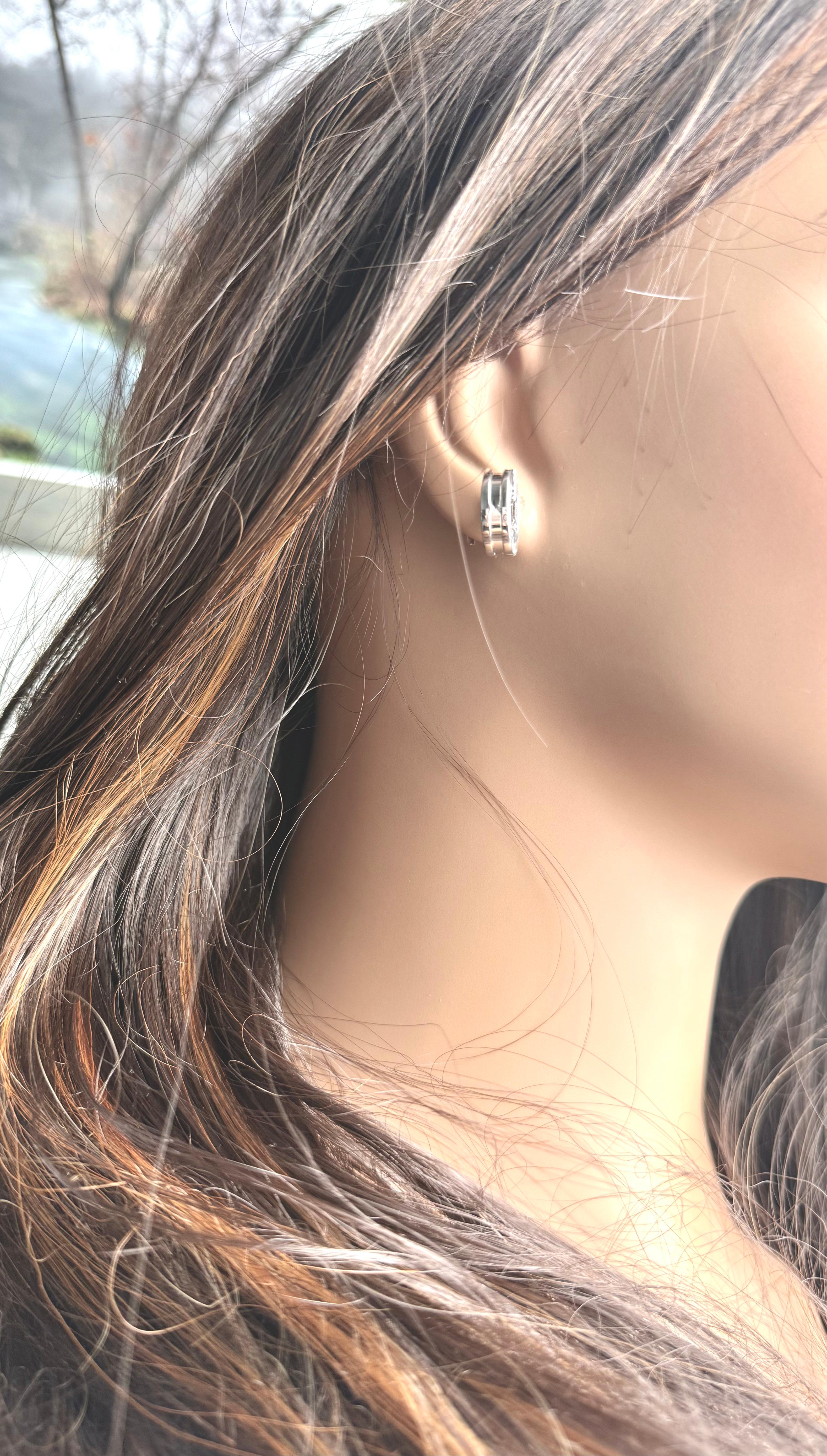 Bvlgari Vintage B.Zero1 18K White Gold Huggie Hoop Earrings For Sale 5