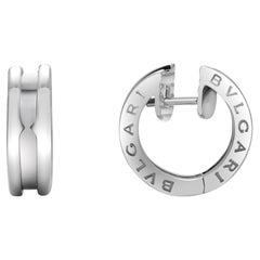 Bvlgari Vintage B.Zero1 18K White Gold Huggie Hoop Earrings